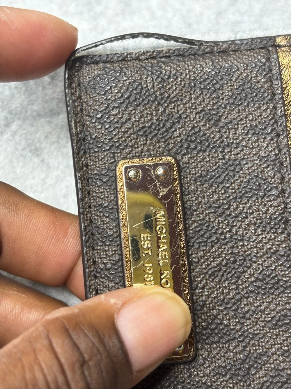 Michael Kors Dark Brown Card Holder with Gold Plate